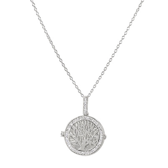CZ Tree of Life Locket Necklace - Picture 2 of 2